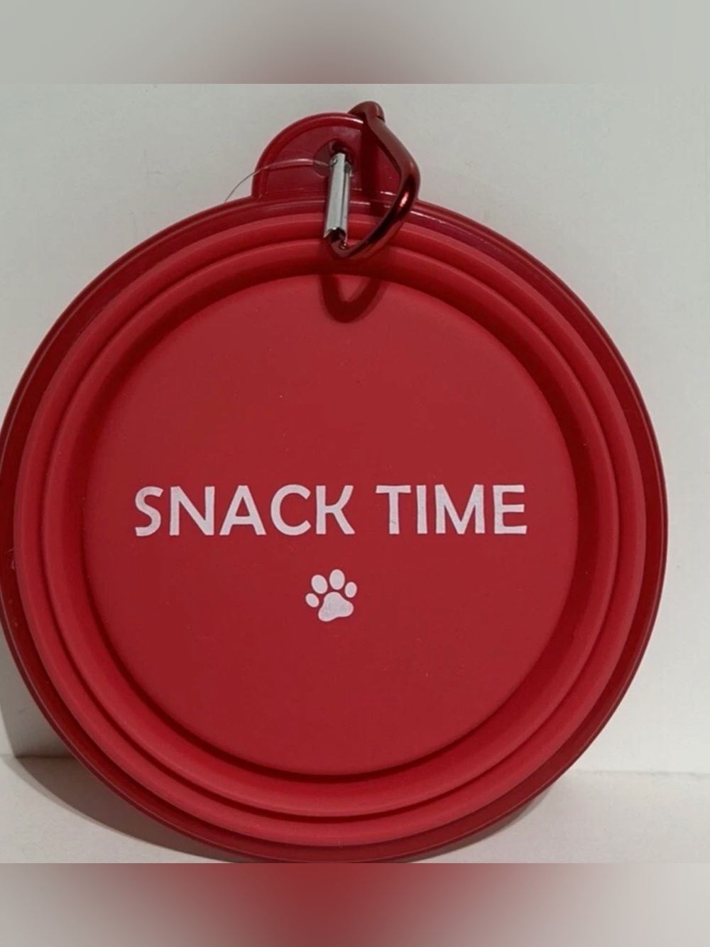 Travel Pet Bowl Dish Red Collapsible Silicone Snack 5” Cat Dog Portable Clip